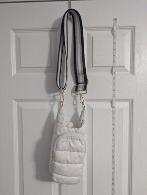 Water Bottle Bag, White With Adjustable Strap